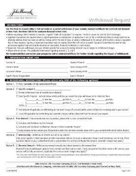 John Hancock Annuities - Withdrawal Request Form (IRA and